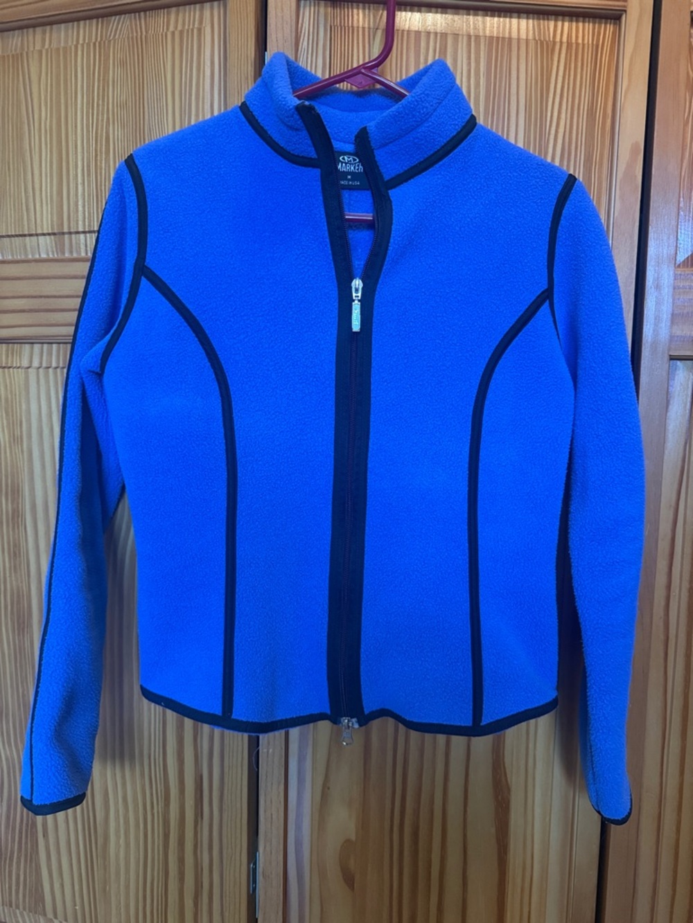 Marker Bright Blue Fleece Bomber Jacket with Black Trim